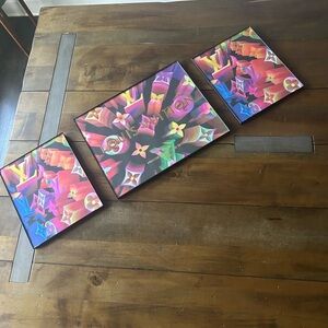Large Louis Vuitton custom framed three piece wall art set